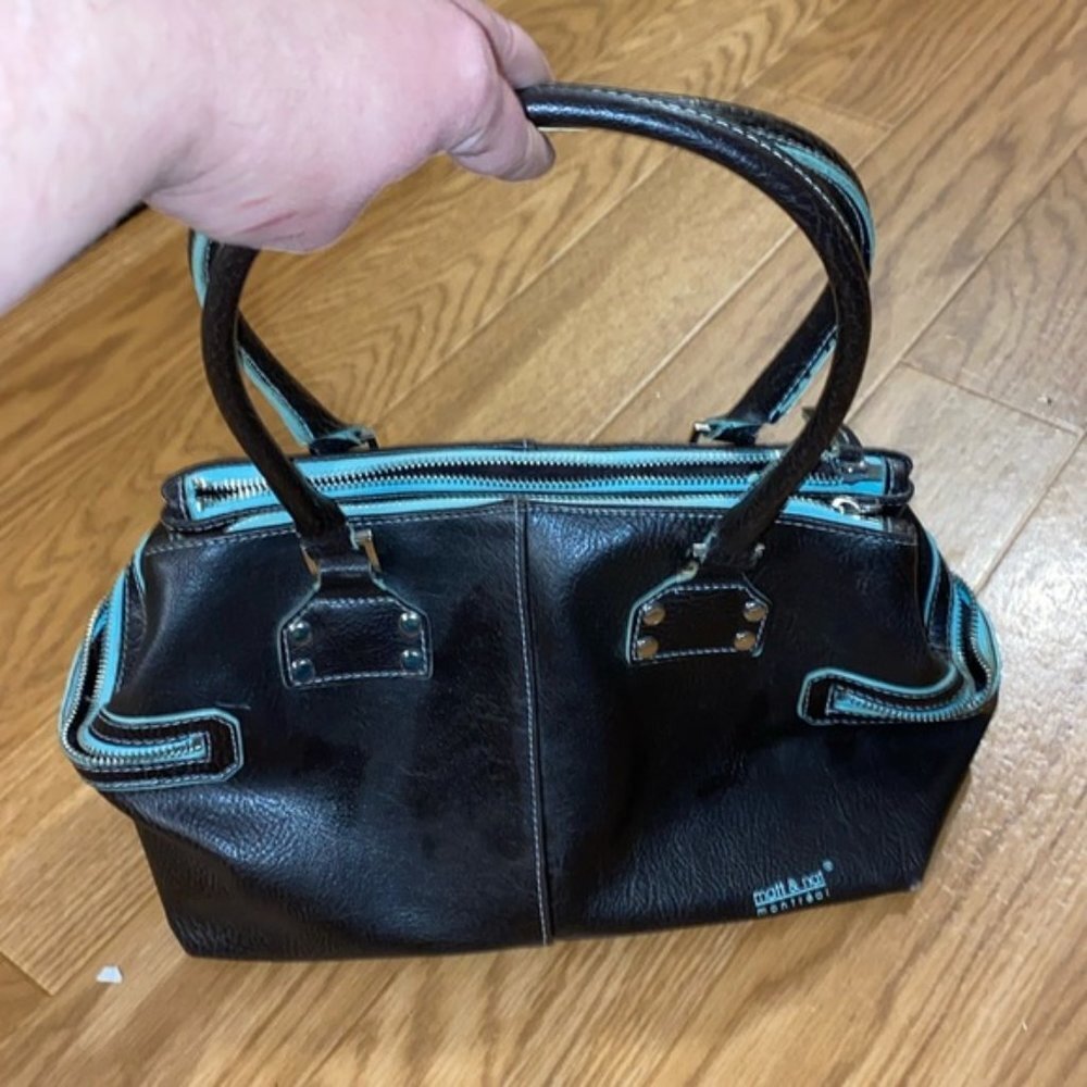 Matt & Nat Vegan Brown Green Leather Handbag Vintage 90’s Women’s - Picture 3 of 15